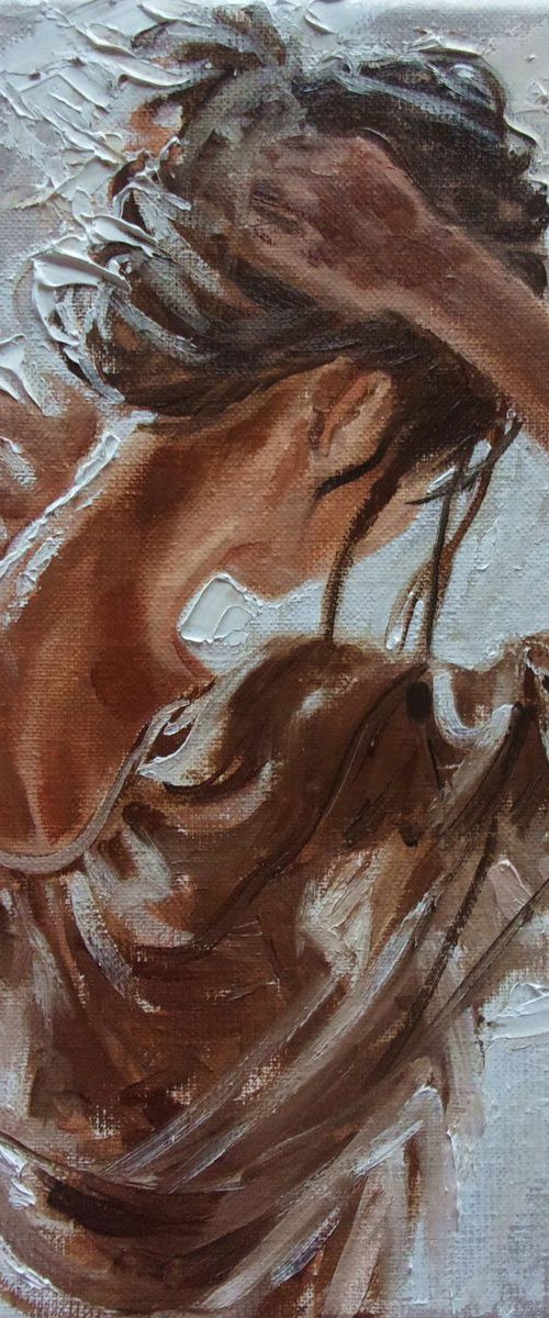 " THE LIGHT OF MY LIFE ... " original painting WINDOW autumn palette knife GIFT LIGHT by Monika Luniak