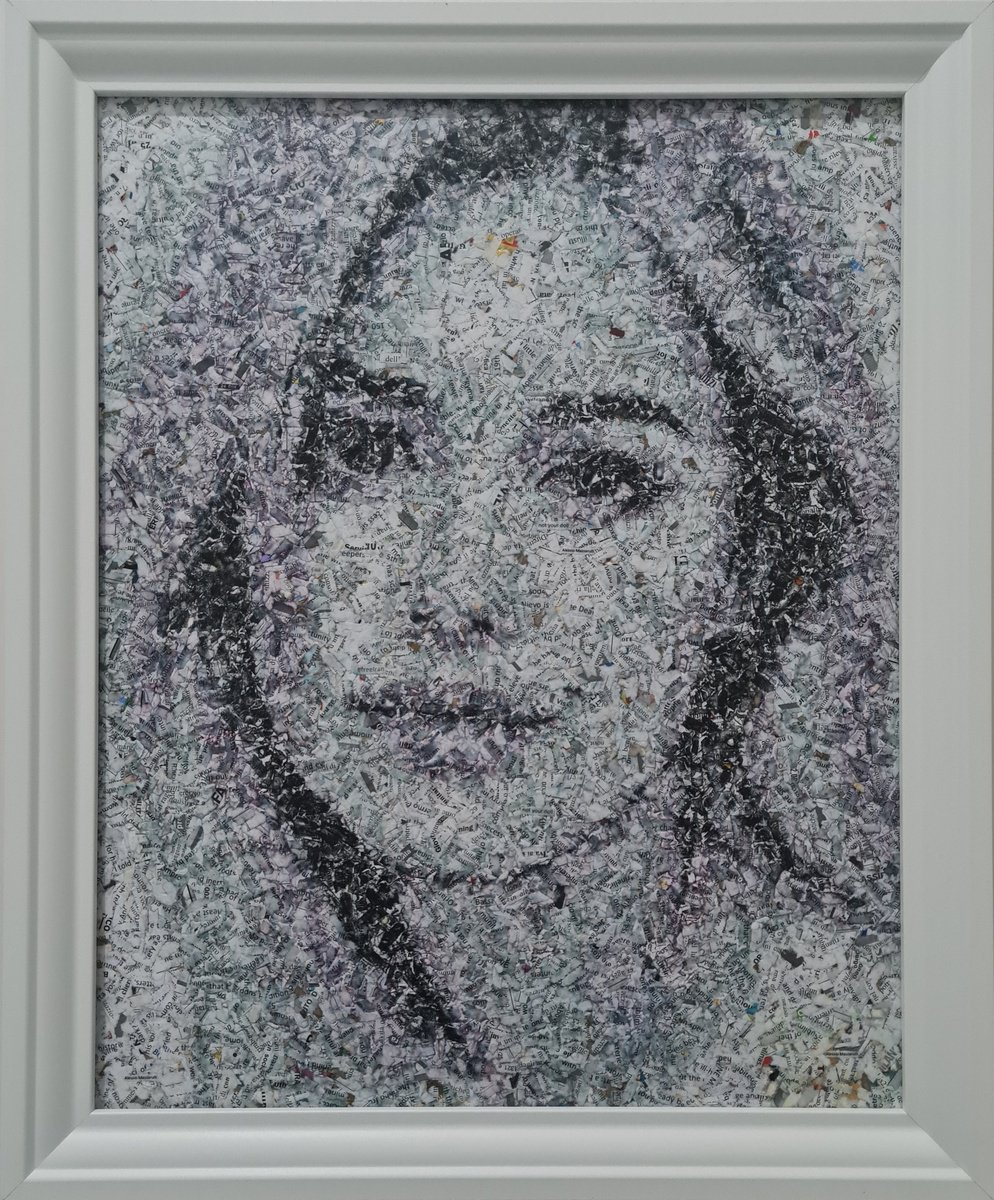 Impressionistic Portrait Collage By Alessio Mazzarulli, 18 X 22, Not Your Doll - 19 (N.685), Original Artwork