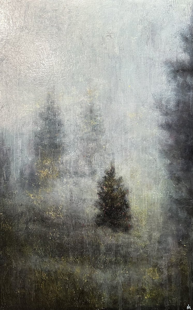 Surrealistic Painting , A Young, Lonely Spruce Tree By Margarita Ivanova, 33 X 53, Artwork For Sale On Artfinder