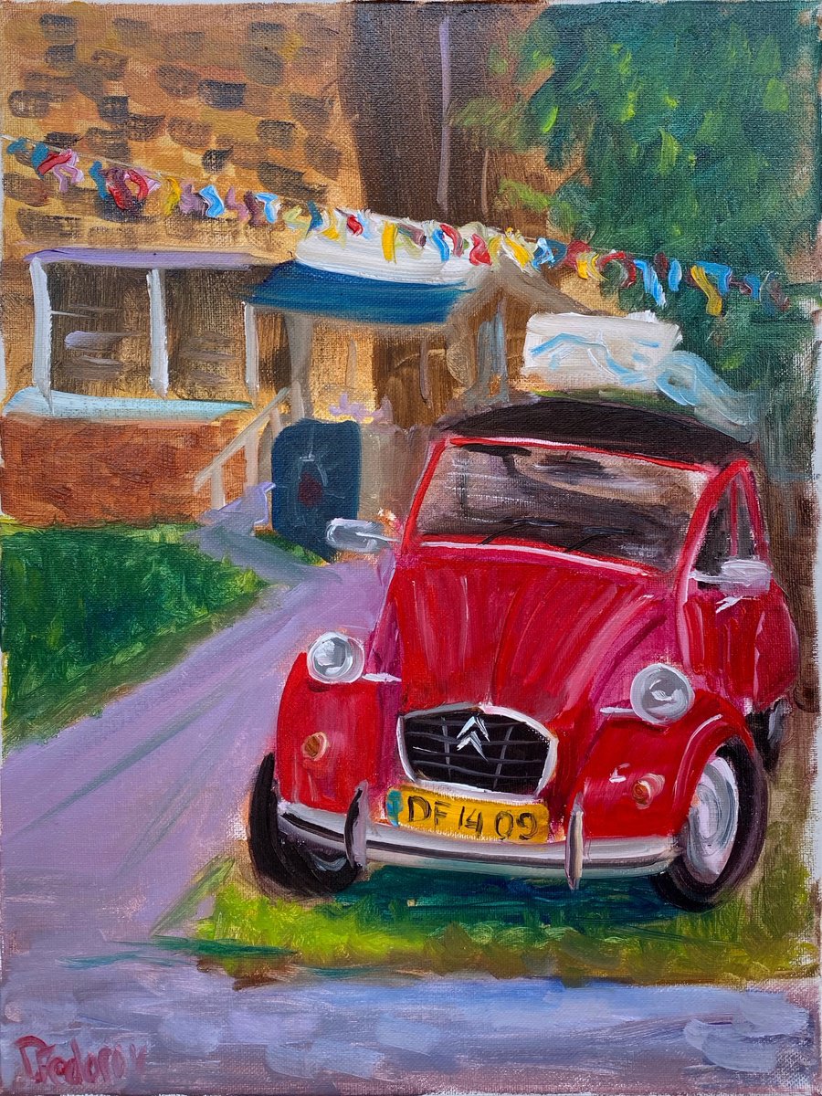 Red Citroen 2Cv By Dmitry Fedorov, 12 X 16, Artwork For Sale On Artfinder