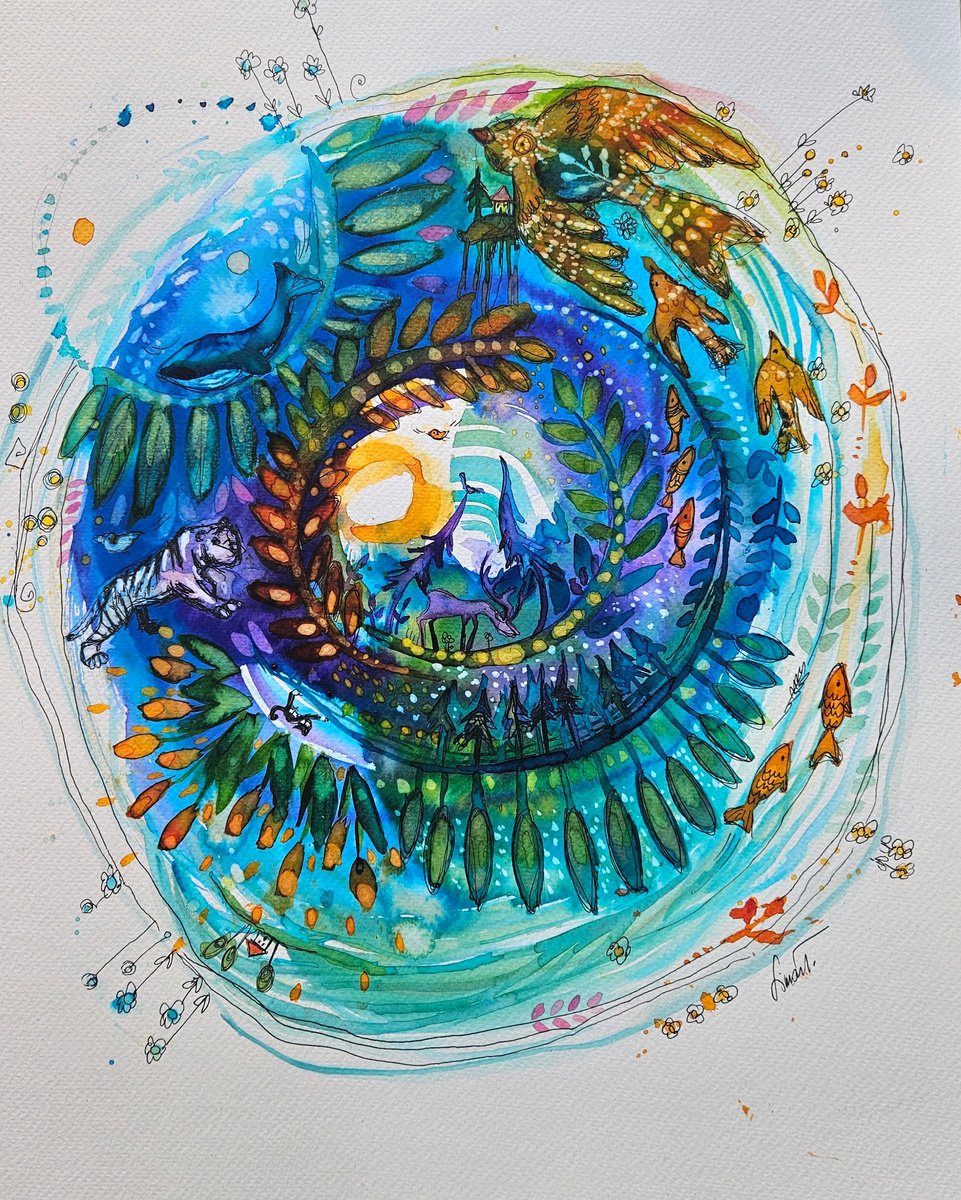Illustrative Painting , Mandala 26.-Noise. Spring New Life Is Coming. By Simon Tunde, 14 X 17, Artwork For Sale On Artfinder