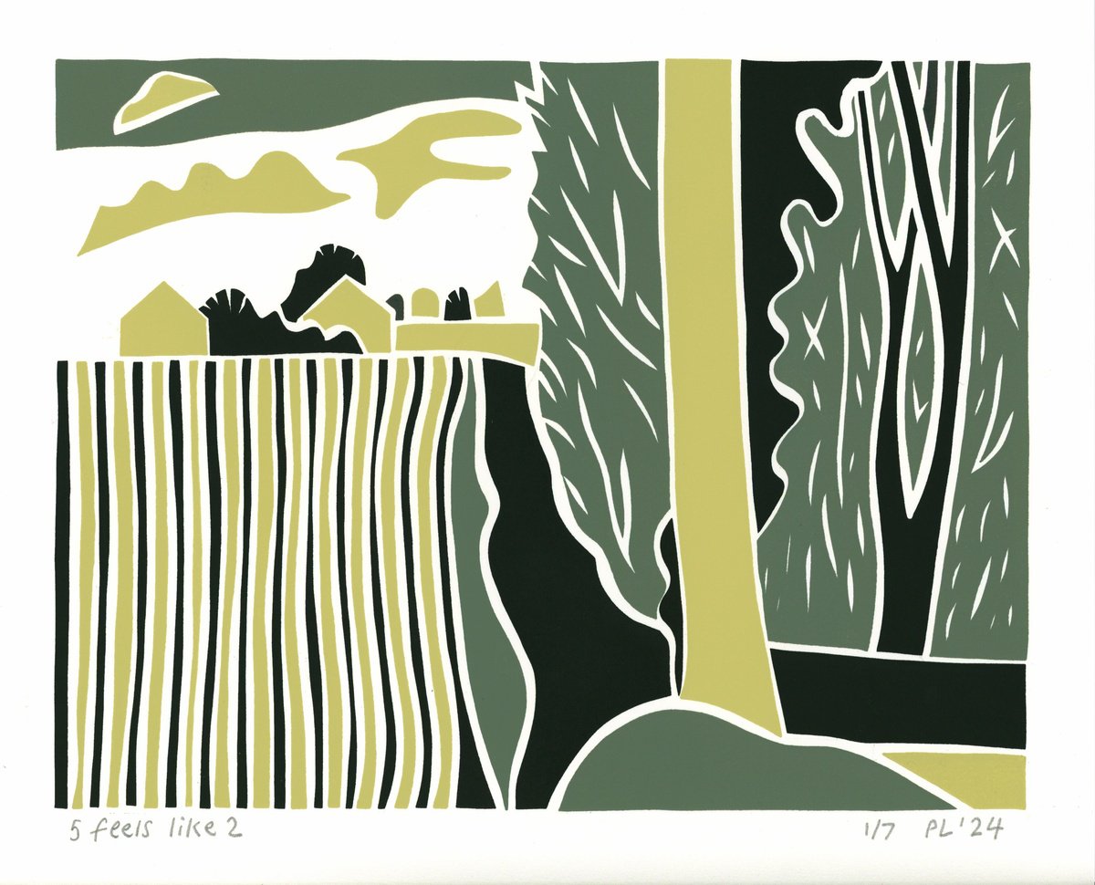 Graphic Landscape Print By Peter Long, 12 X 10", 5 Feels Like 2, Original Artwork