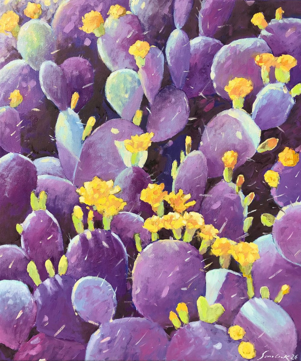 Blooming Cactus By Volodymyr Smoliak, 9 X 11, Artwork For Sale On Artfinder