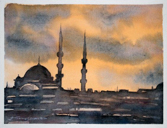 ISTANBUL SILHOUETTES 4, WATERCOLOR ON PAPER, 27 x 21 cm