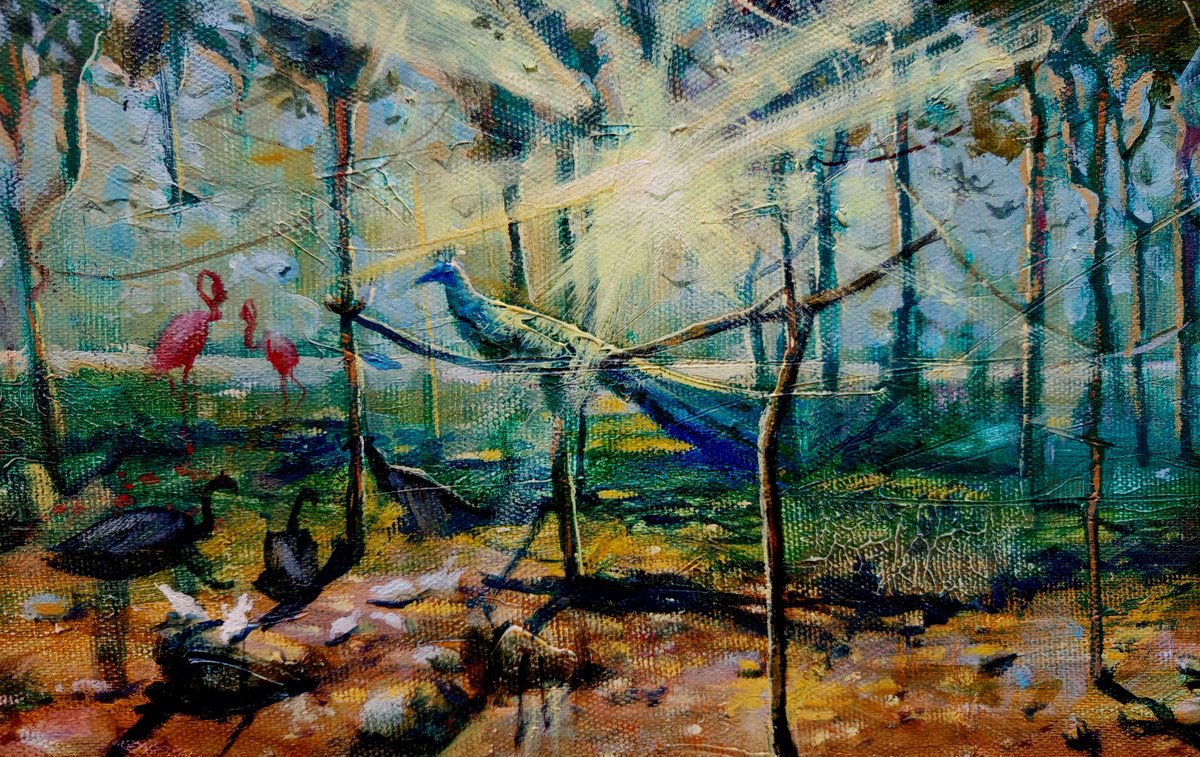 Surrealistic Animal Oil Painting By Serhiy Roy, 43 X 10", The Bird