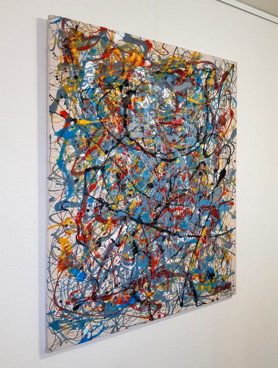 - Upheaval - Style of JACKSON POLLOCK. Abstract Expressionism Painting.