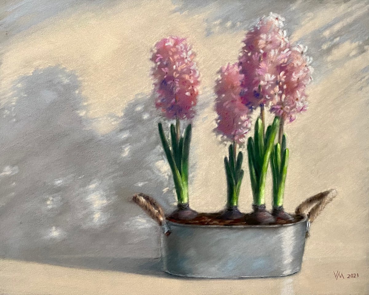 Pink jacinths by Maria Vasilevich