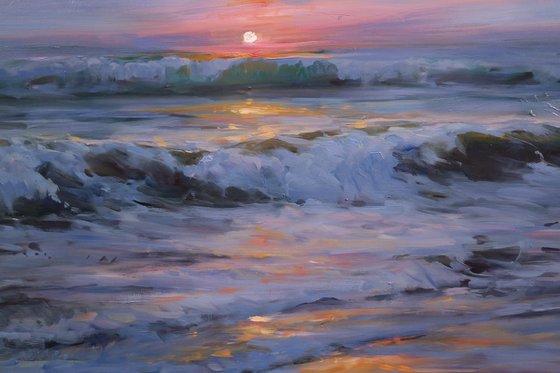 "The sun falling asleep in the waves"