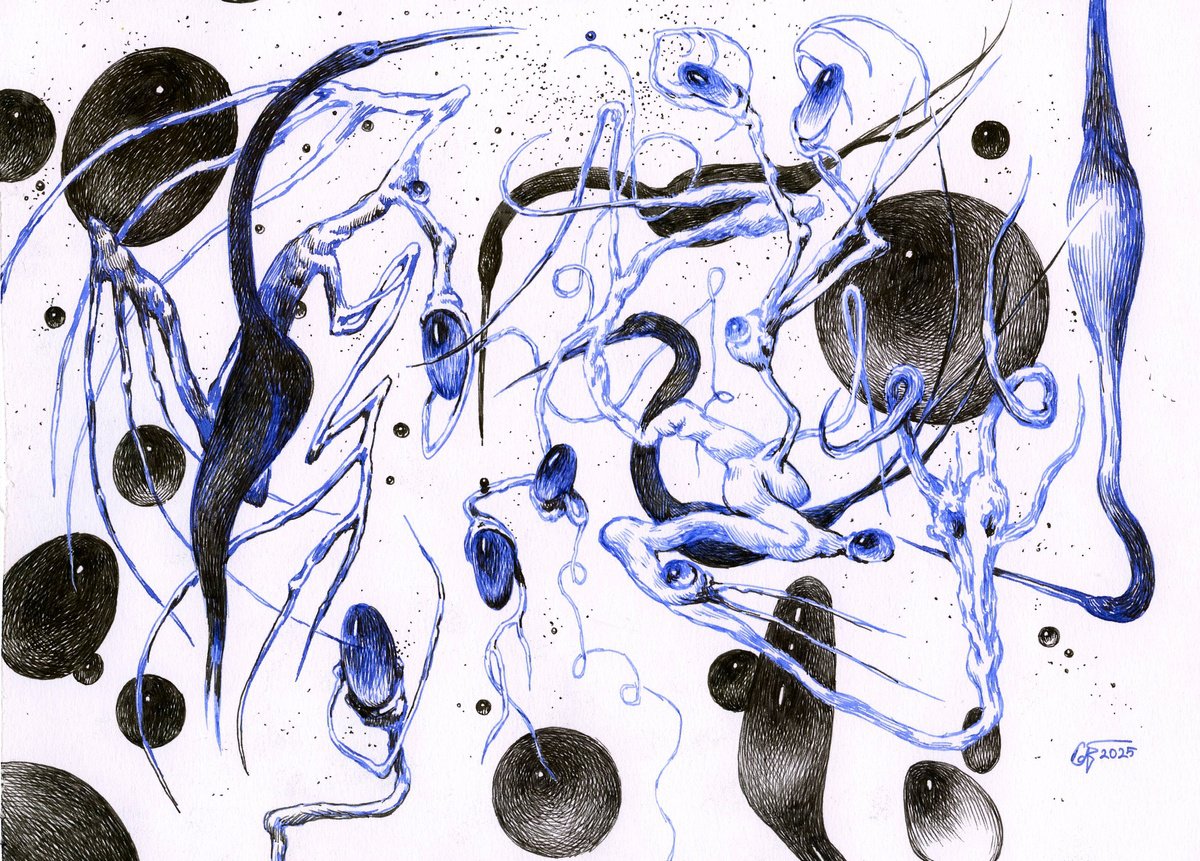 Surrealistic Ink Drawing , Feeder By Polina Salenko, 11 X 8, Artwork For Sale On Artfinder
