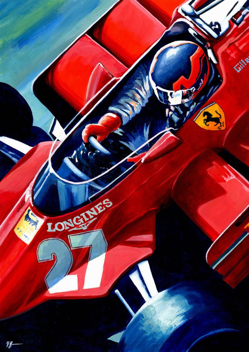 Gilles Villeneuve | 1981 Ferrari 126Ck By Alex Stutchbury, 19 X 25, Artwork For Sale On Artfinder