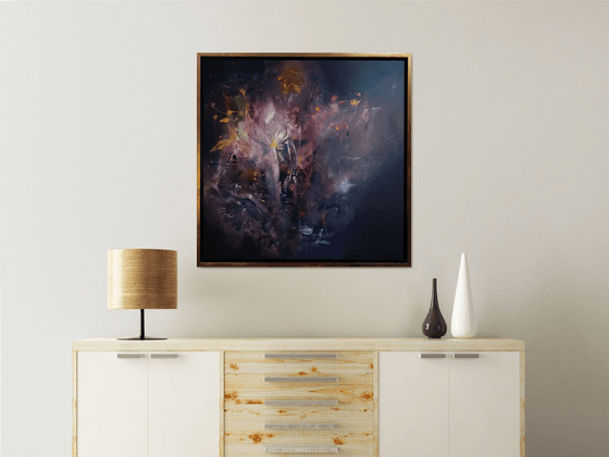Enigmatic incandescent abstract painting Nocturnal flowers for Rembrandt by Kloska