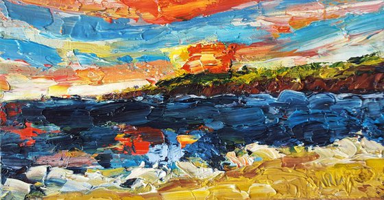 Sunrise Headland - impasto Irish landscape