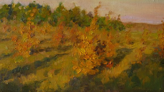 The autumn sunset - sunset landscape painting