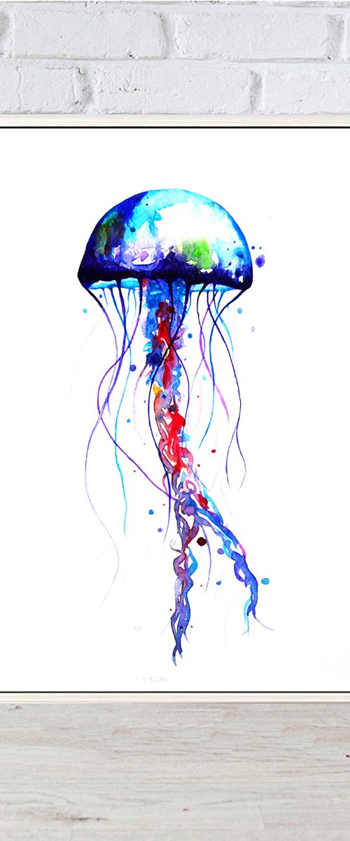 Jellyfish, watercolor by Luba Ostroushko