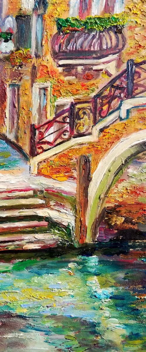 "A Walk in Venice" Original Oil Artwork 8 by 10" by Katia Ricci