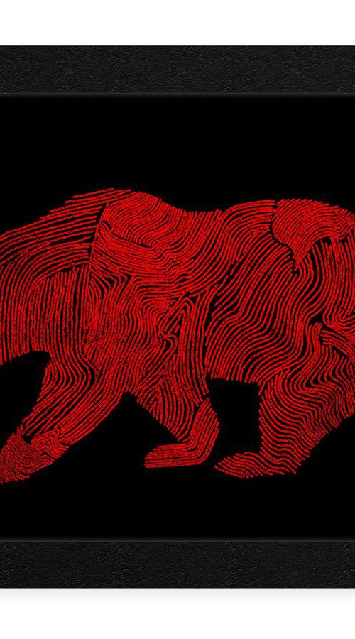 Bear Art, Framed Artwork, 16" x20"(40x50cm) by Jeff Kaguri