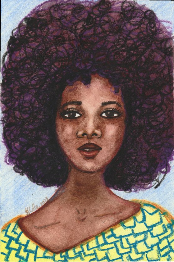 'Makena' Original Black Art Portrait Painting - 4" x 6" (Unframed) by Stacey-Ann Cole