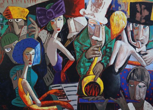 Lady in Red with her Jazz Band by Ta Byrne