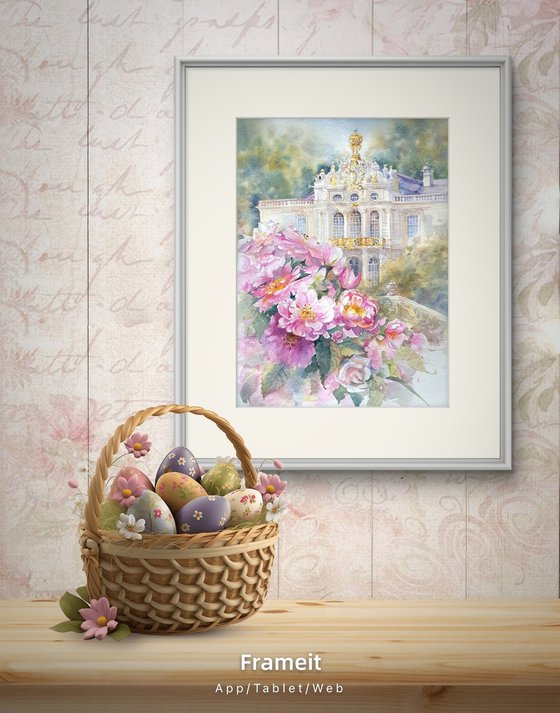 Pink Roses Blooming in a Fairytale Palace