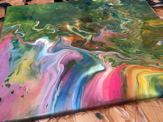 "The Road To Enlightenment" - Original PMS Abstract Diptych Fluid Acrylic Paintings On Canvas - 40" x 16"