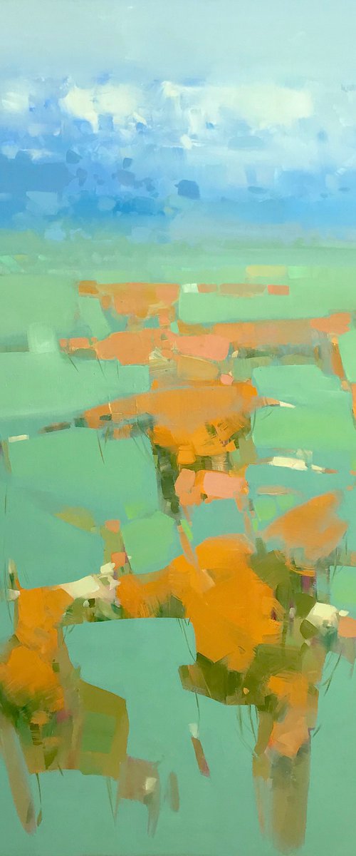 Summer Valley, Original oil painting, Handmade artwork, One of a kind by Vahe Yeremyan