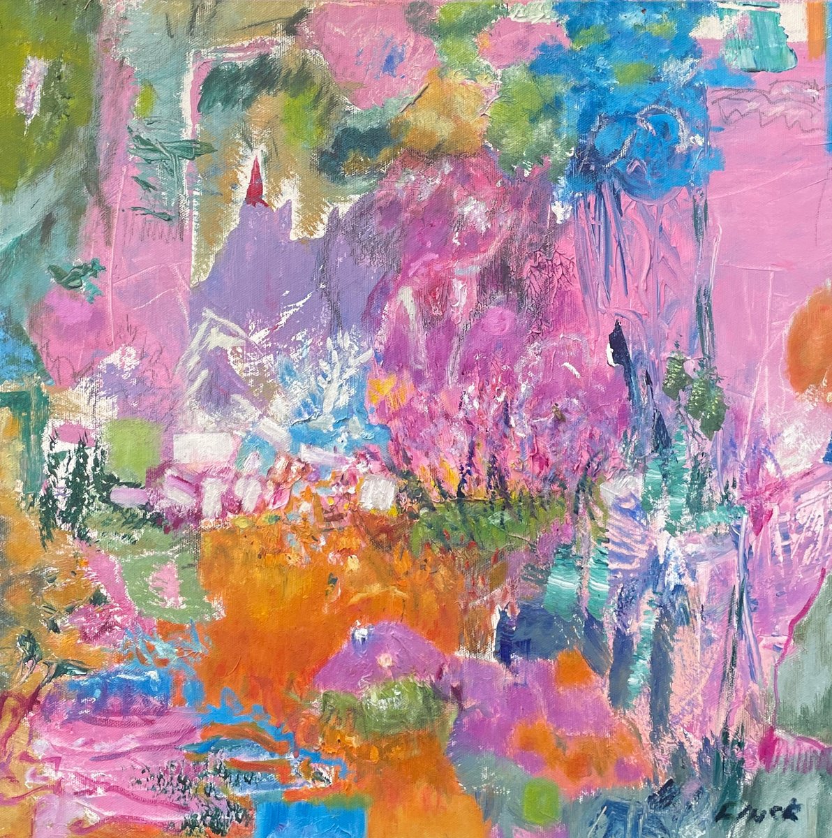 Organic Abstract Oil Painting By Maureen Finck, 20 X 20", It