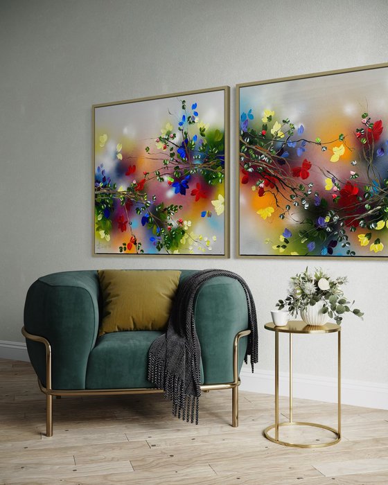 Between Light and Bloom - Diptych