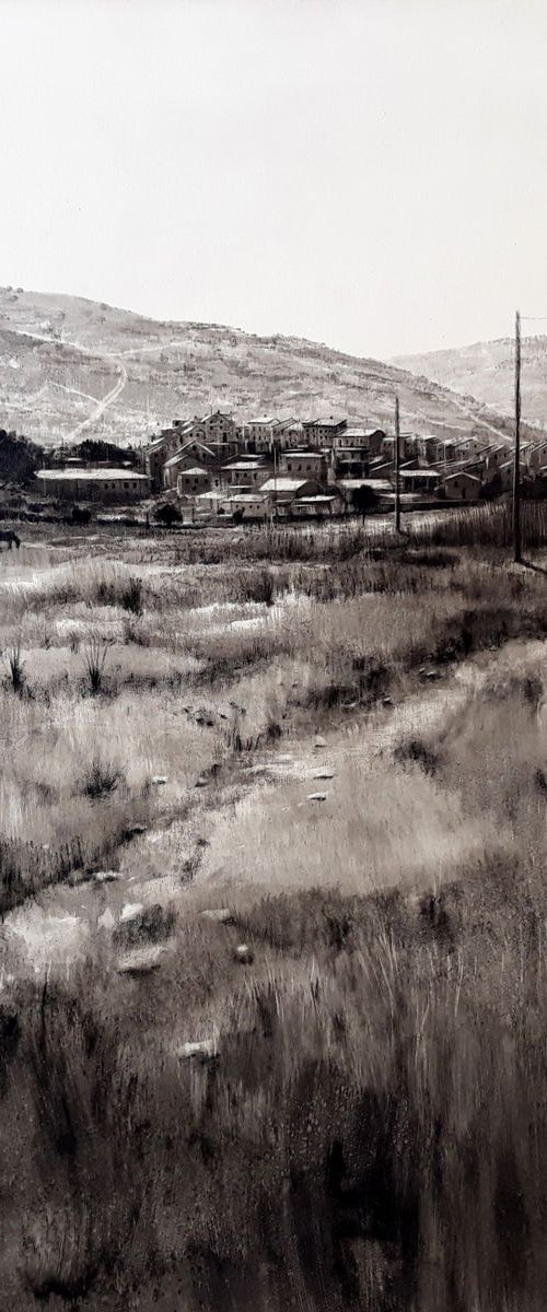TAJUÑA. Large painting 100X100cm by Rafael Carrascal