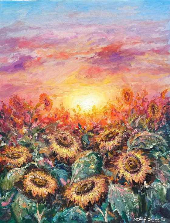 Sunflowers at Sunset
