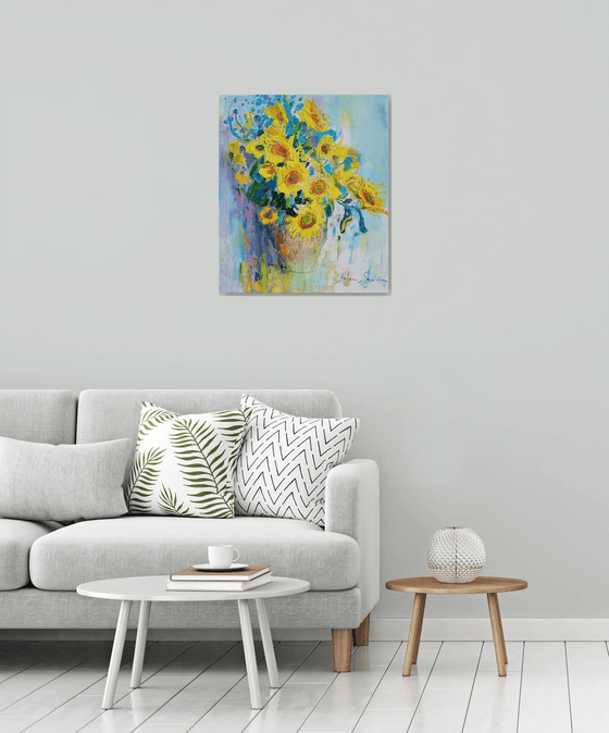 Sunflowers on white