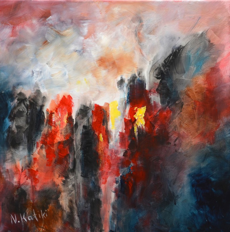 Smoke And Fire Acrylic Painting By Niki Katiki Artfinder