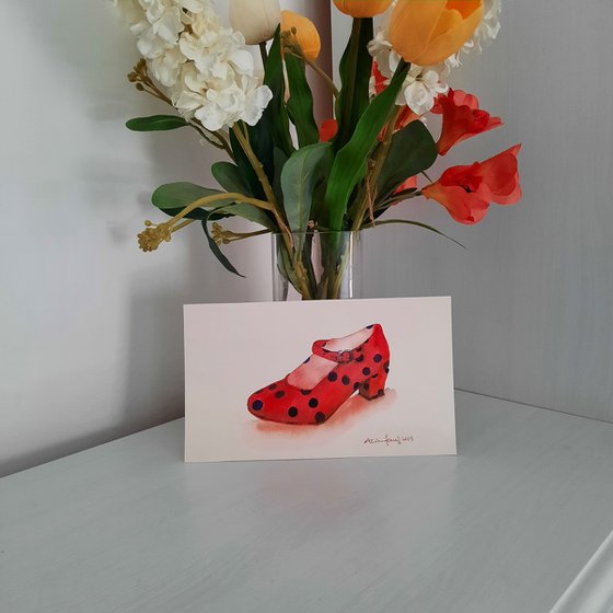 Flamenco Footwear - Spotty Spanish Watercolour Shoes - UK Artist