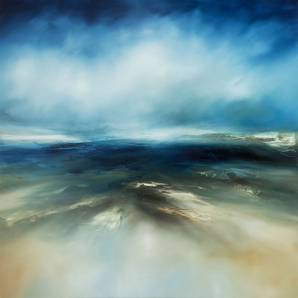 Abstract Landscape Oil Painting By Paul Bennett, 40 X 40", The Oceans Edge, Original Artwork