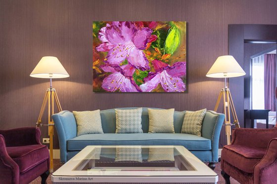 MAGENTA FANTASIA - Pink lilies. Floral abstraction. Macro flowers. Blooming. Graceful. Soft. Decoration.