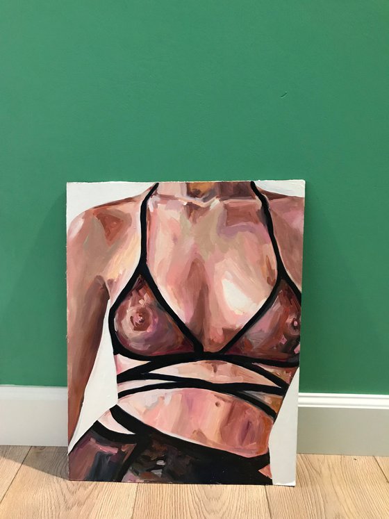 BODY - oil painting on board body underwear nude woman erotic art home decor realism