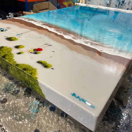 Secret Bay - Acrylics and Resin on wood