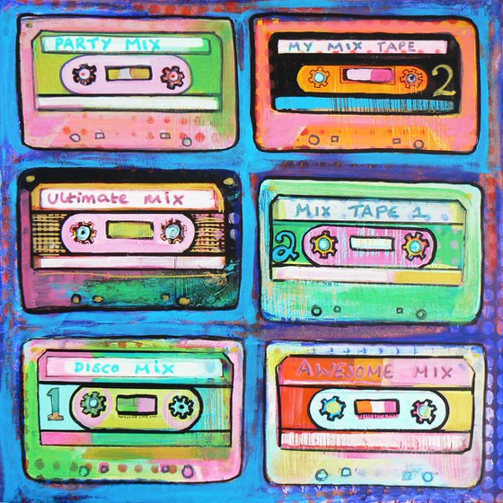 Mix Tapes x6 (cassette tapes, retro music, punk, indie, rock music)