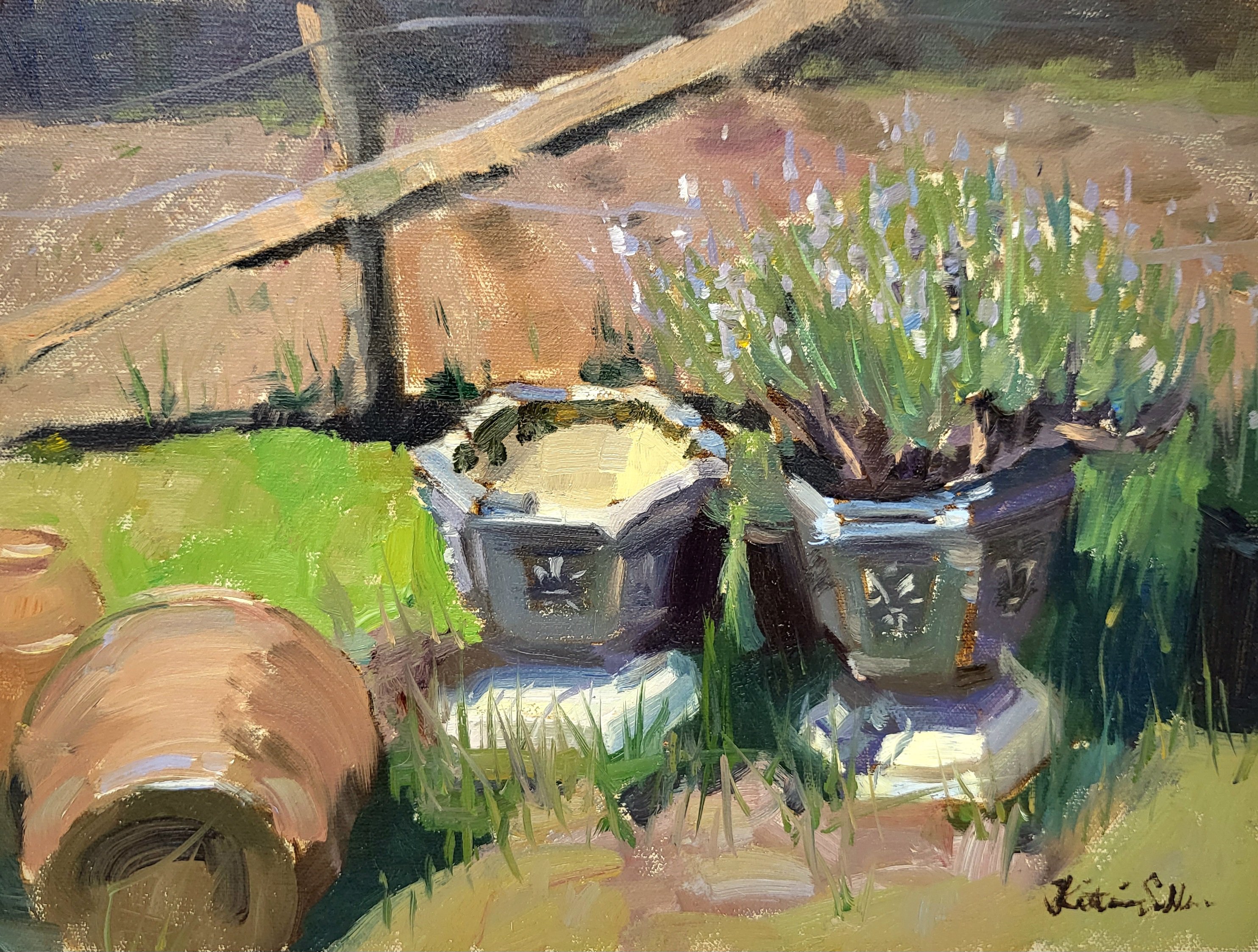 Impressionistic Landscape Oil Painting By Kristina Sellers, 12 X 9", Forgotten Lavender, Original Artwork