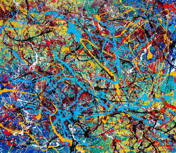 - Separita - (W)120x(H)106 cm. Style of JACKSON POLLOCK. Abstract Expressionism Painting