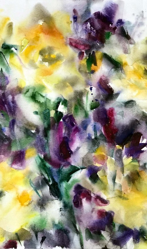 Yellow roses.  one of a kind, original watercolor by Galina Poloz