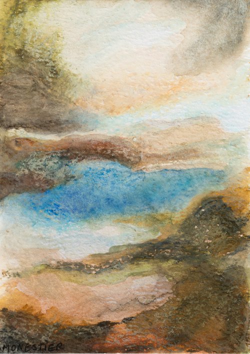 "River's water" - abstract landscape - mixed media - Ready to frame by Fabienne Monestier