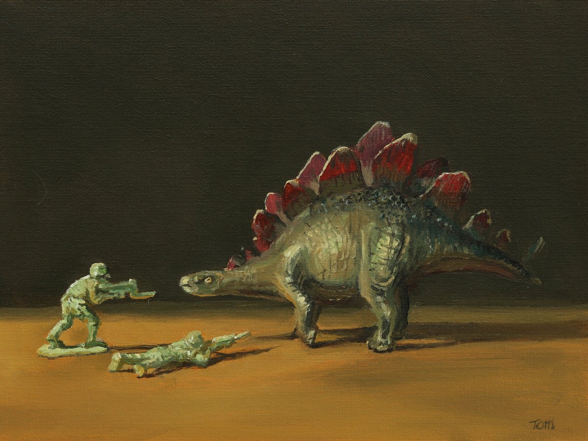 Attack of the stegosaurus by Tom Clay