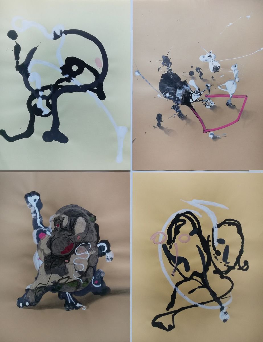 Surrealistic Animal Acrylic Painting By Stefano Mazzolini, 39 X 51", Qgrostaf, Original Artwork