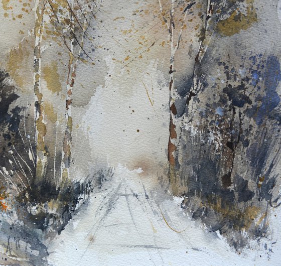 Winter path watercolour