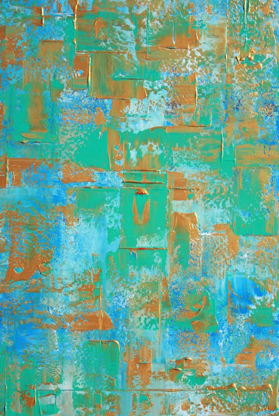 Blue Teal Gold Abstract