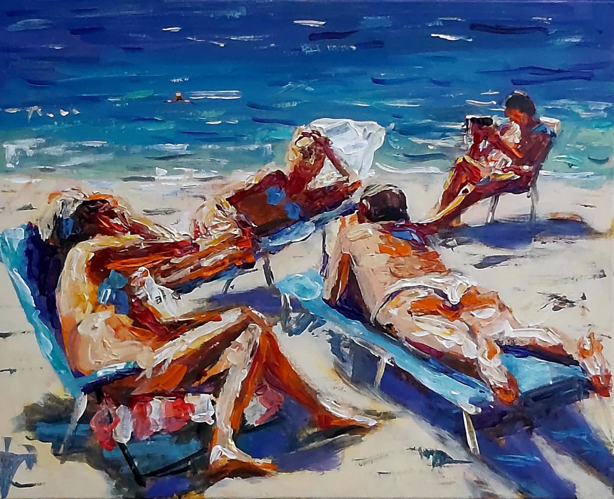 sunbathers by Dimitris Voyiazoglou
