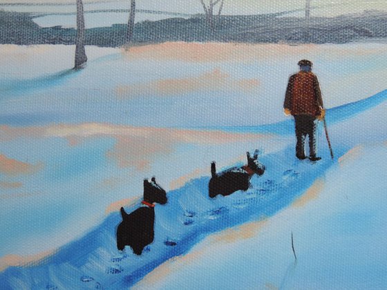 winter landscape painting "Old Soldiers"