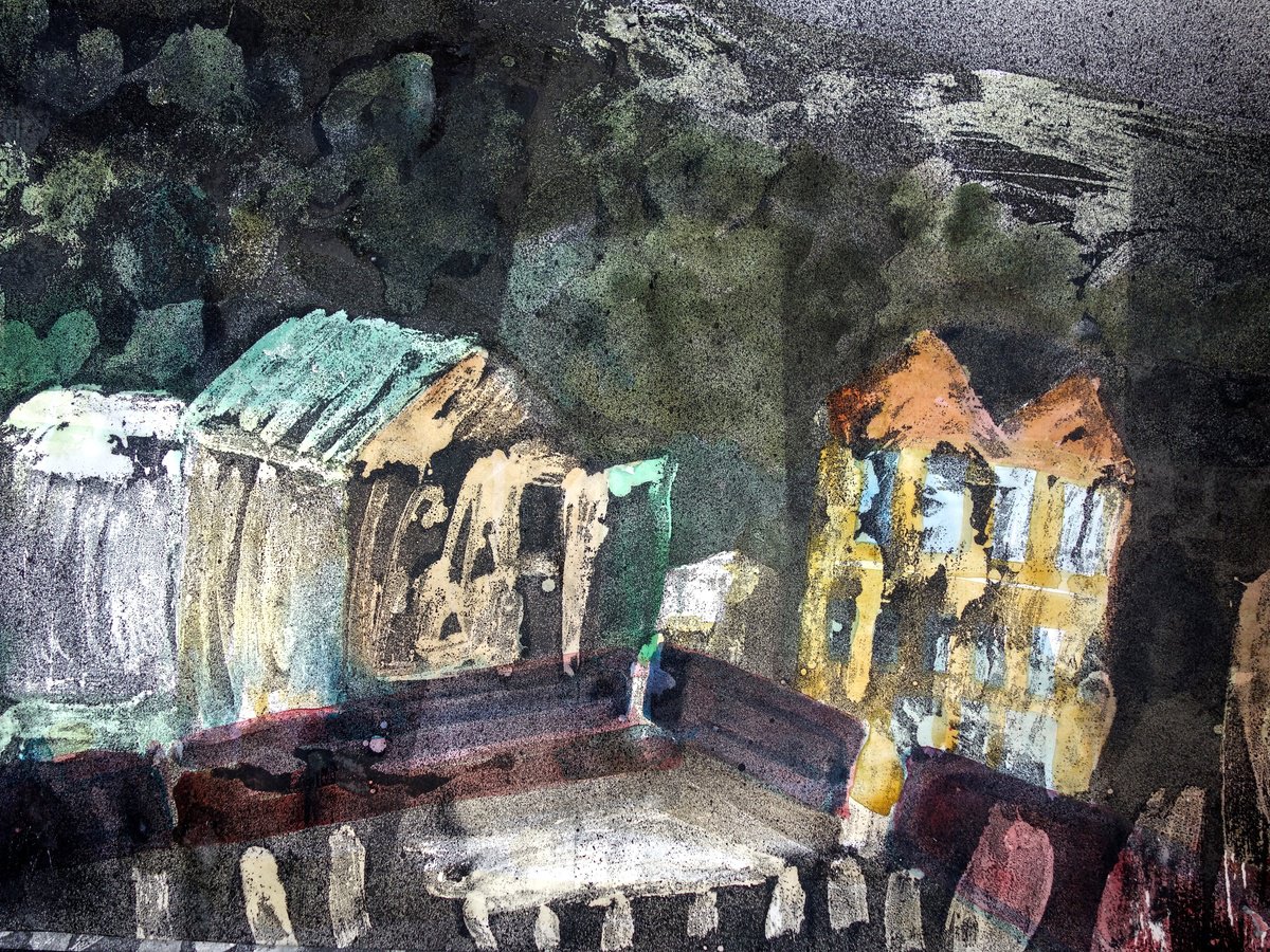 Abstract Landscape Ink Drawing By Elizabeth Anne Fox, 28 X 20, The Park, Original Artwork