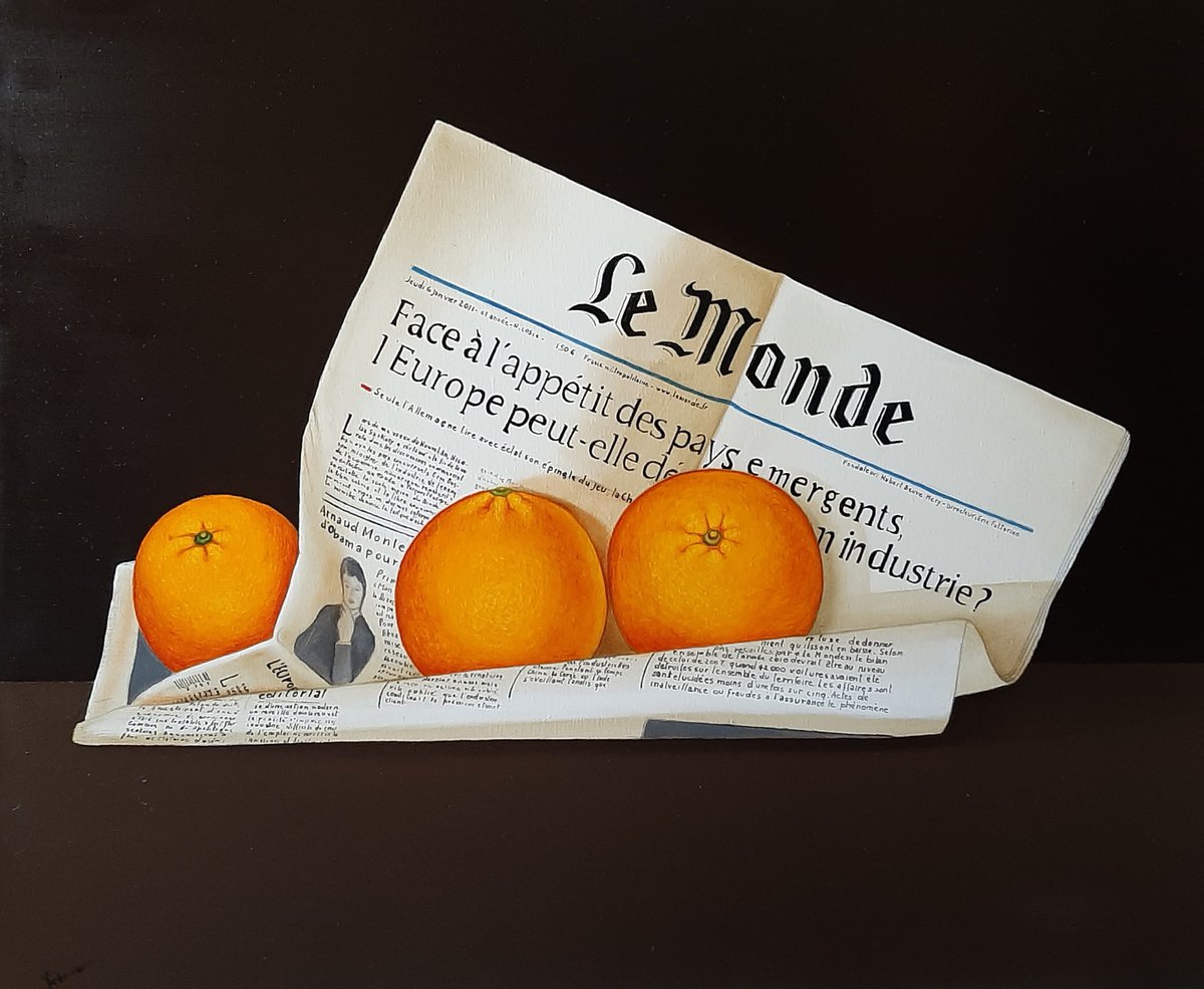 Le Monde with oranges by olga formisano