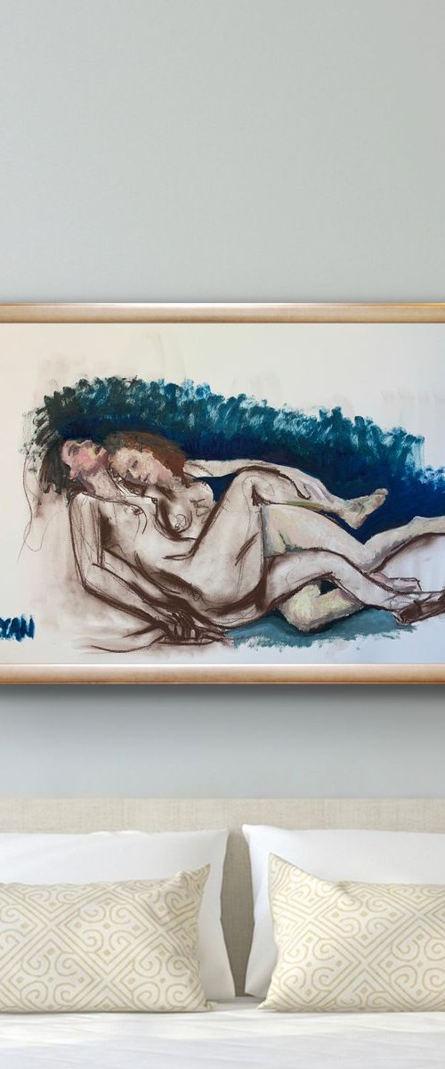 Nudes - The Sleepers Study In Oil and Charcoal by Ryan  Louder